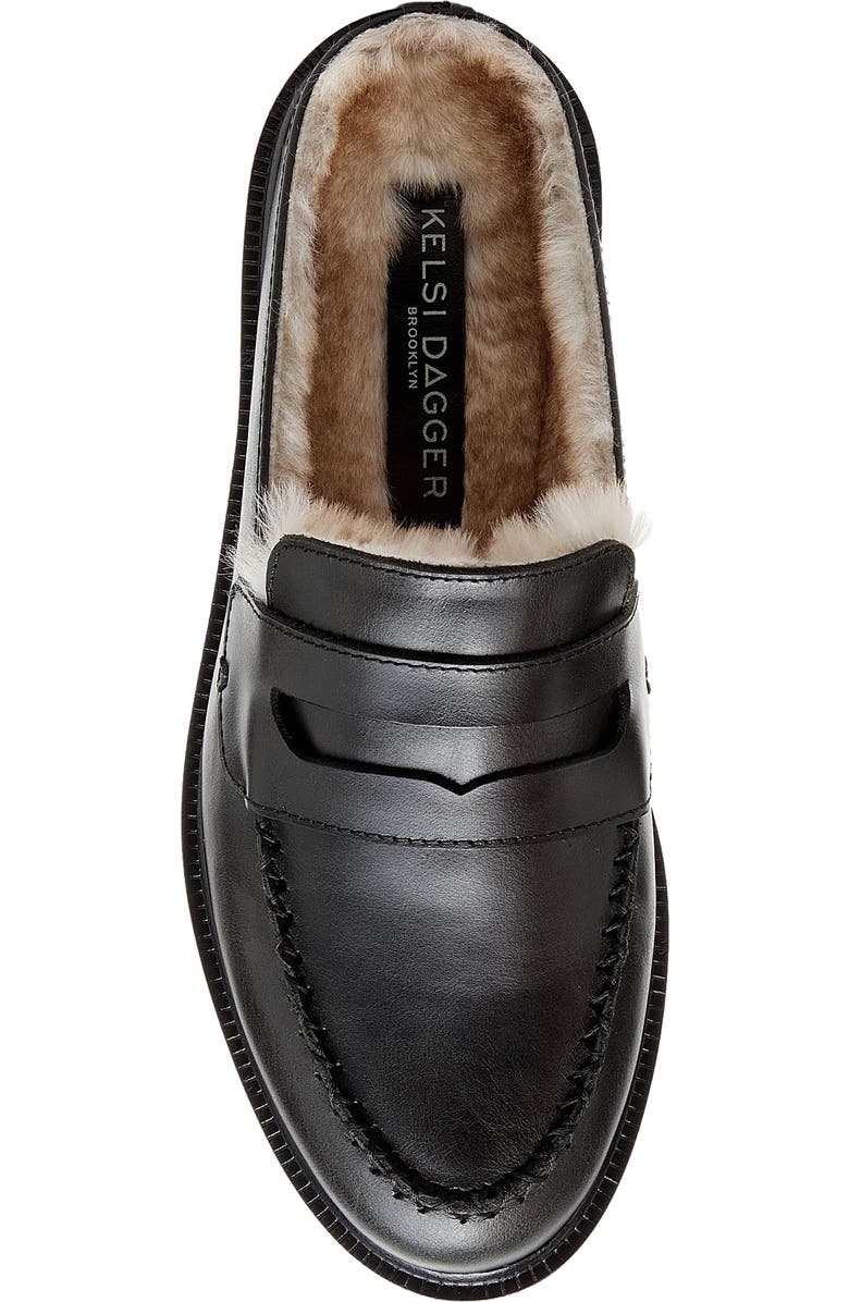 Kelsi Dagger Brooklyn Lock Faux Shearling Lined Mule, Alternate, color, Black