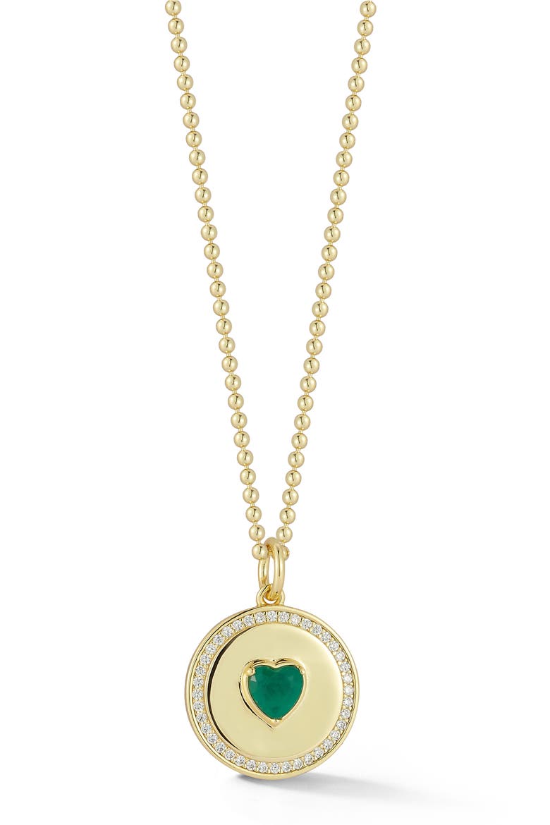 Disc Heart Pendant Necklace, Main, color, GOLD