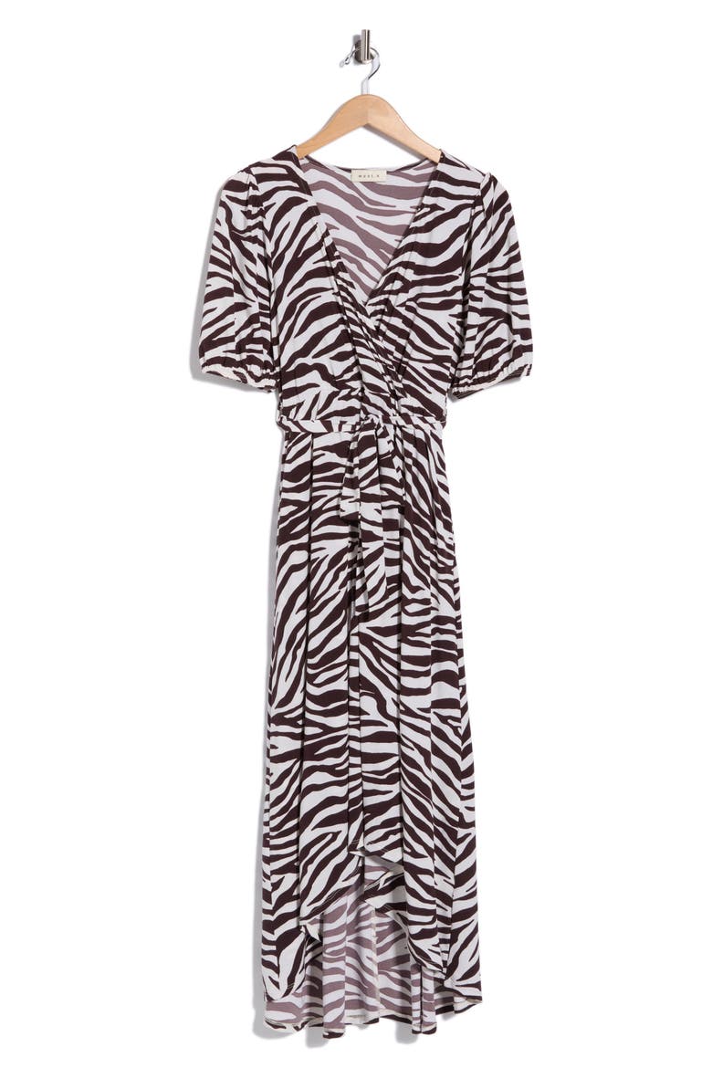 Zebra Print High/Low Maxi Dress, Alternate, color, BROWN ZEBRA