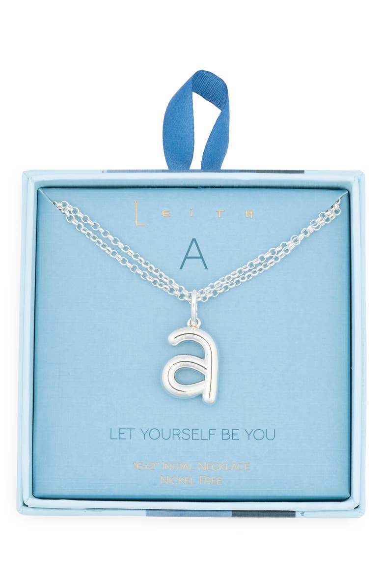 Leith Lowercase Initial Bubble Pendant Necklace, Main, color, A- Silver