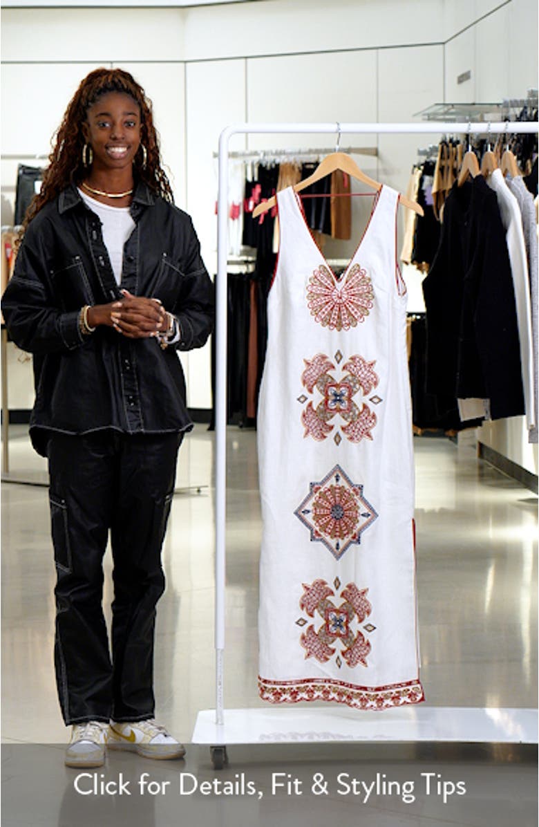 Mary's Tiles Embroidered Detail Linen Dress, sales video thumbnail