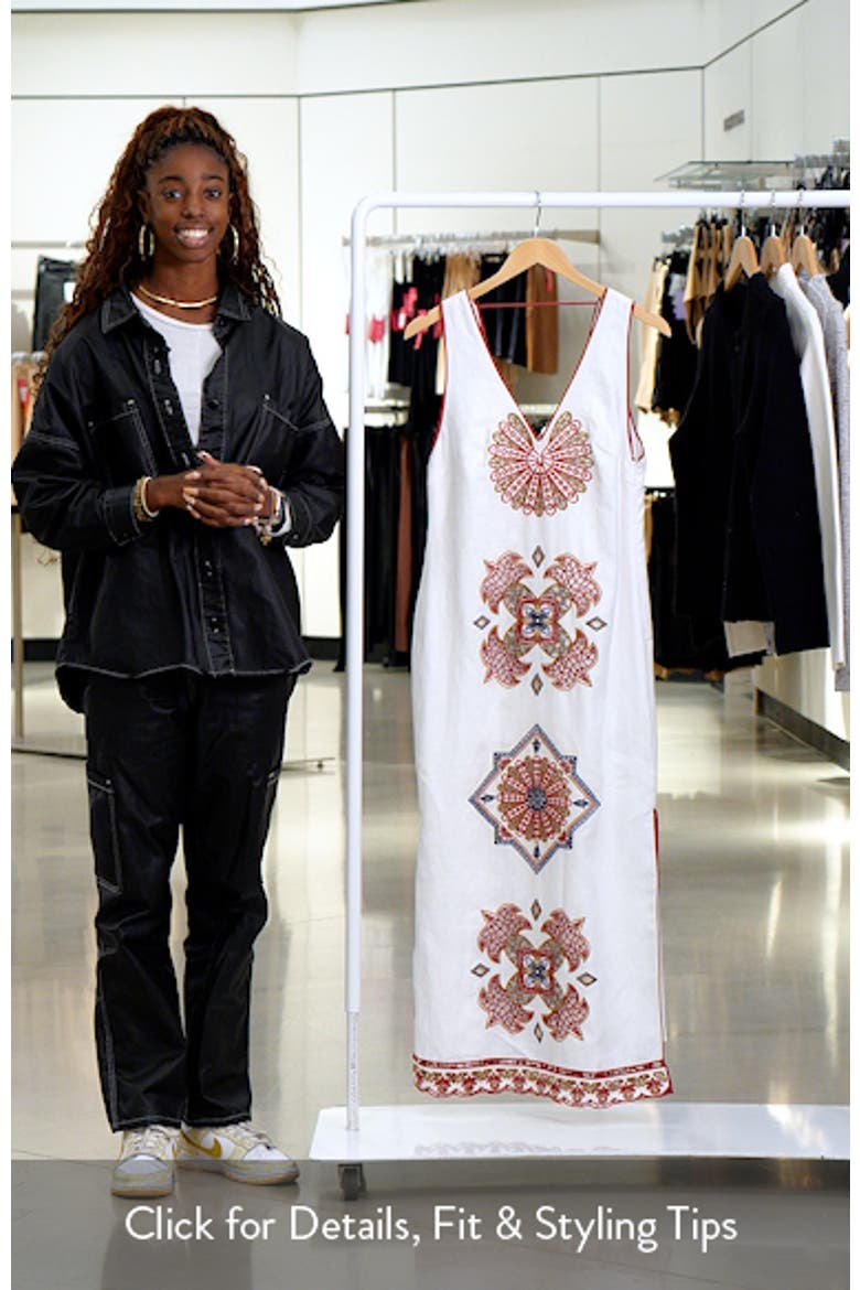 Mary's Tiles Embroidered Detail Linen Dress video