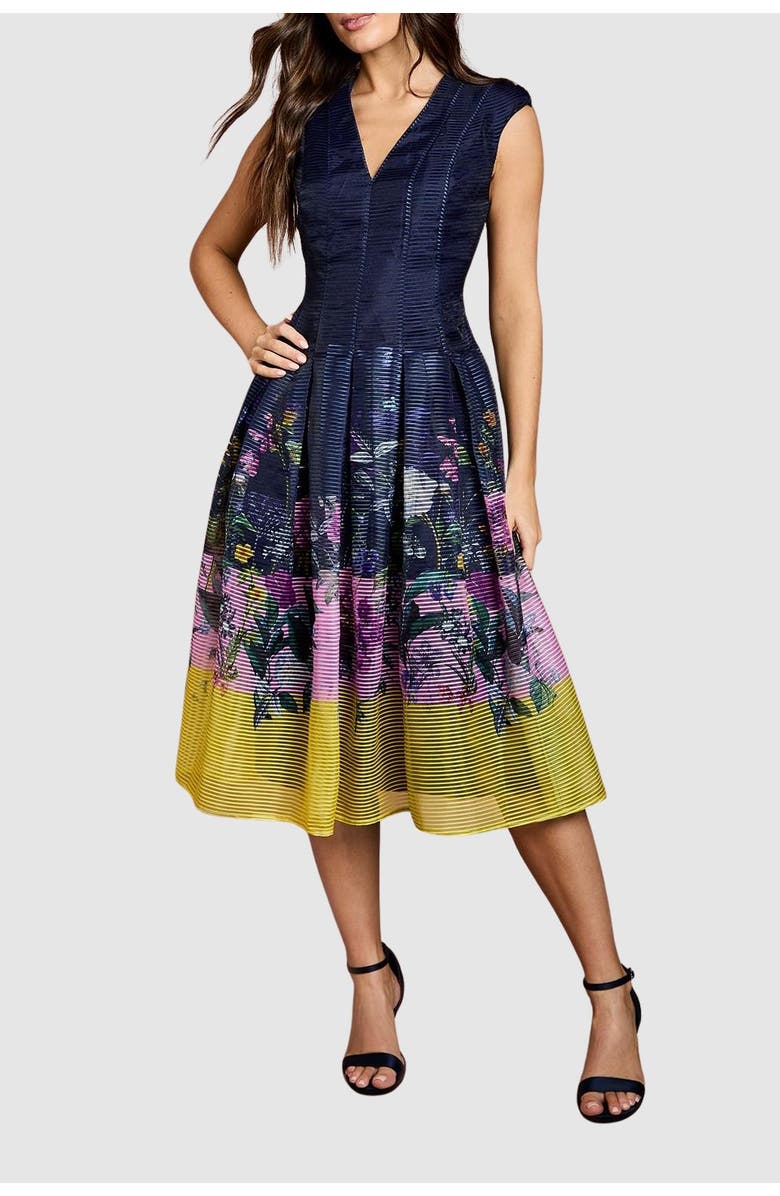 Coast Burnout Organza Drop Waist Midi Dress, Alternate, color, Navy