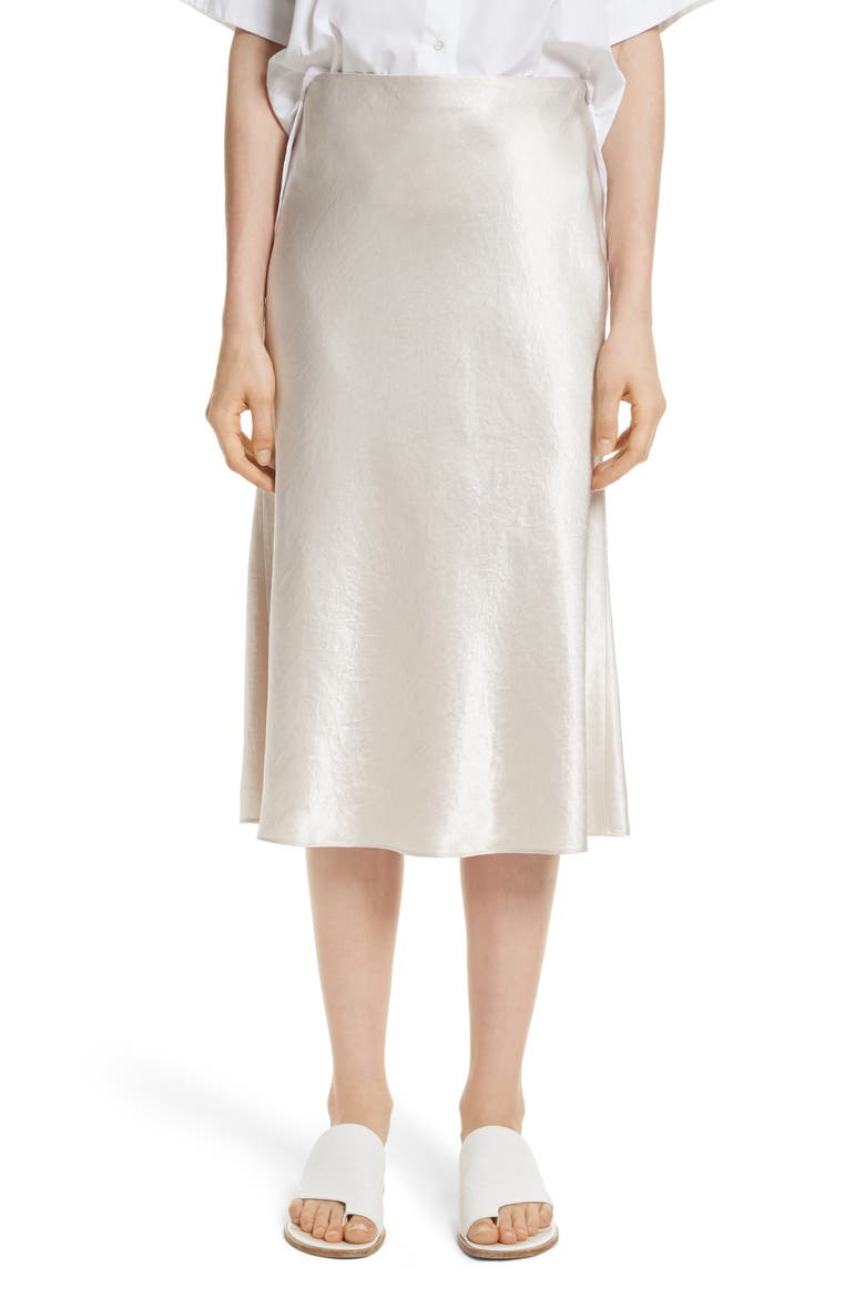 Satin Slip Skirt, Main, color, PEARL