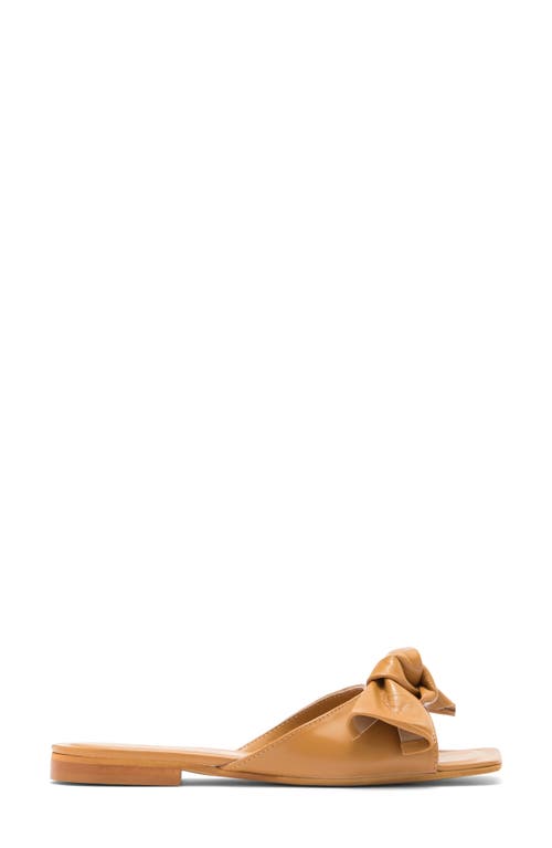 2 Twin Hearts Bow Flat Sandal In Tan