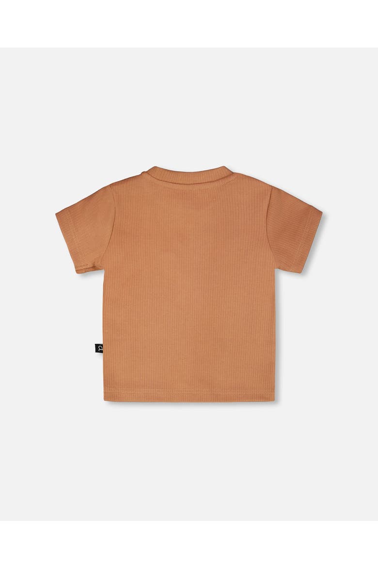 Cotton Rib Jersey T-Shirt and Organic Cotton Jersey Zebra Print Short Set, Alternate, color, Caramel & Beige Zebra Print