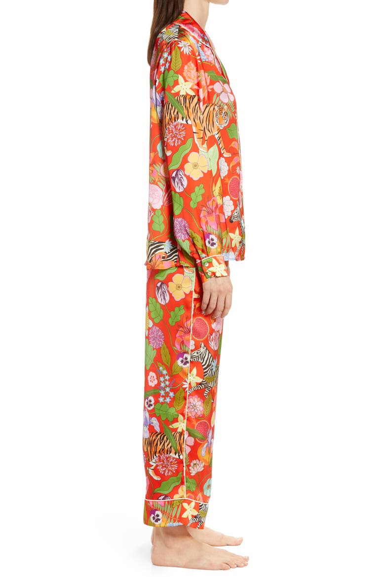 Tiger Bouquet Pajamas, Alternate, color, RED