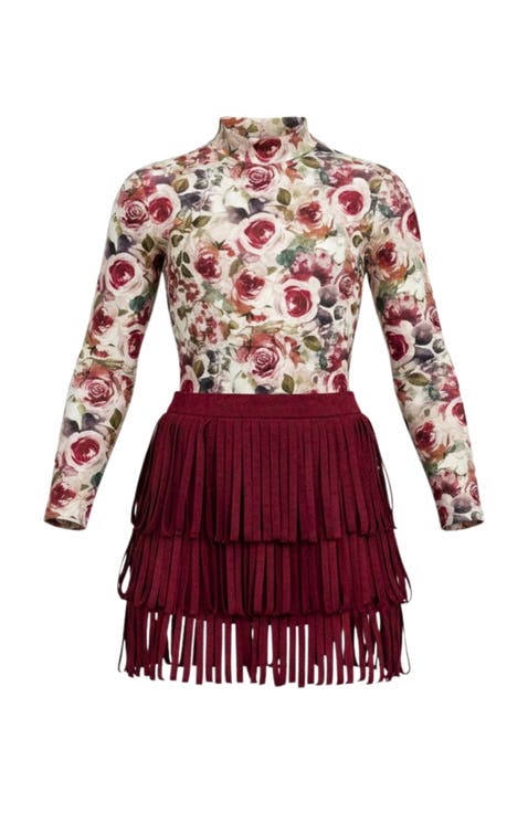 Autumn Rose Top and Fringe Skort Set