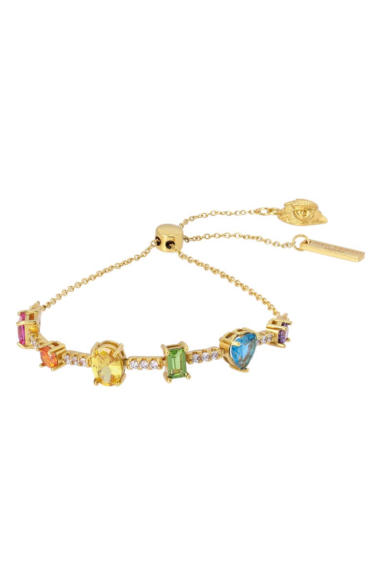 Kurt Geiger London Rainbow Cubic Zirconia Station Slider Bracelet, Main, color, 