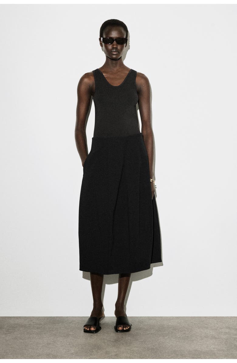 COS Sculptural Jersey Midi Skirt, Main, color, Black