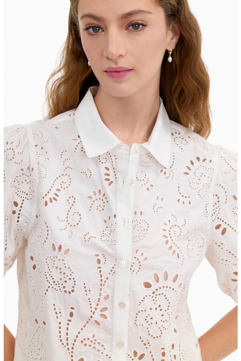 Brielle Poplin Eyelet Shirt, Alternate, color, Ivory