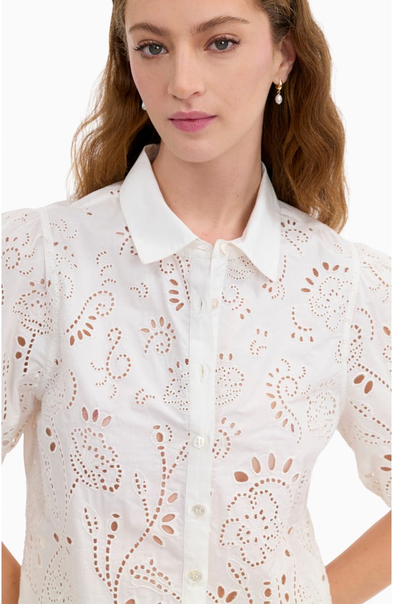 Rebecca Taylor Brielle Poplin Eyelet Shirt, Alternate, color, Ivory