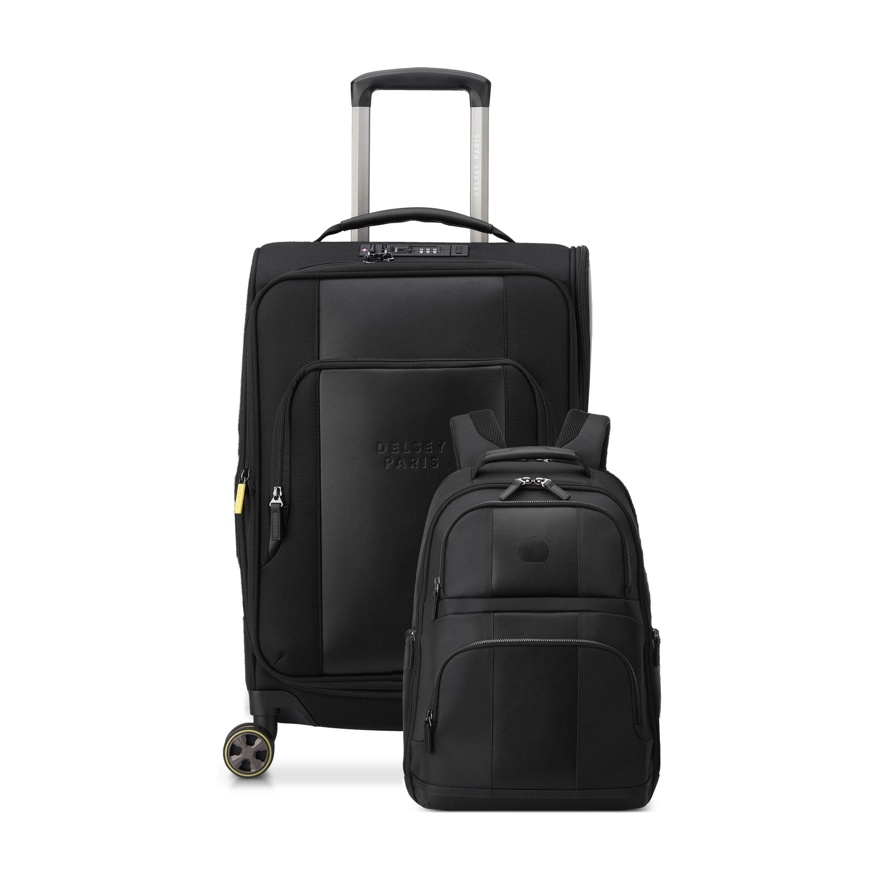 Delsey Paris Wagram 2 Piece Set - 20" Carry-On Spinner & 15.6" Laptop Backpack, Main, color, Black