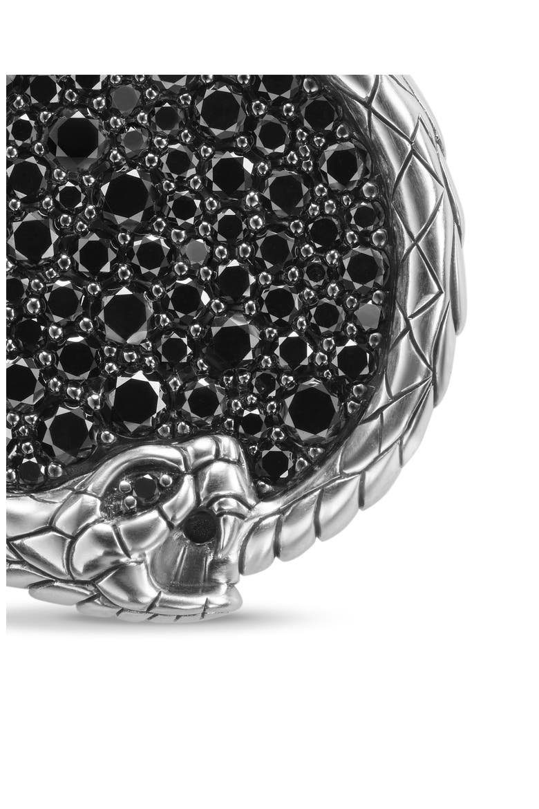 Ouroboros Amulet with Black Diamonds, Alternate, color, STERLING SILVER