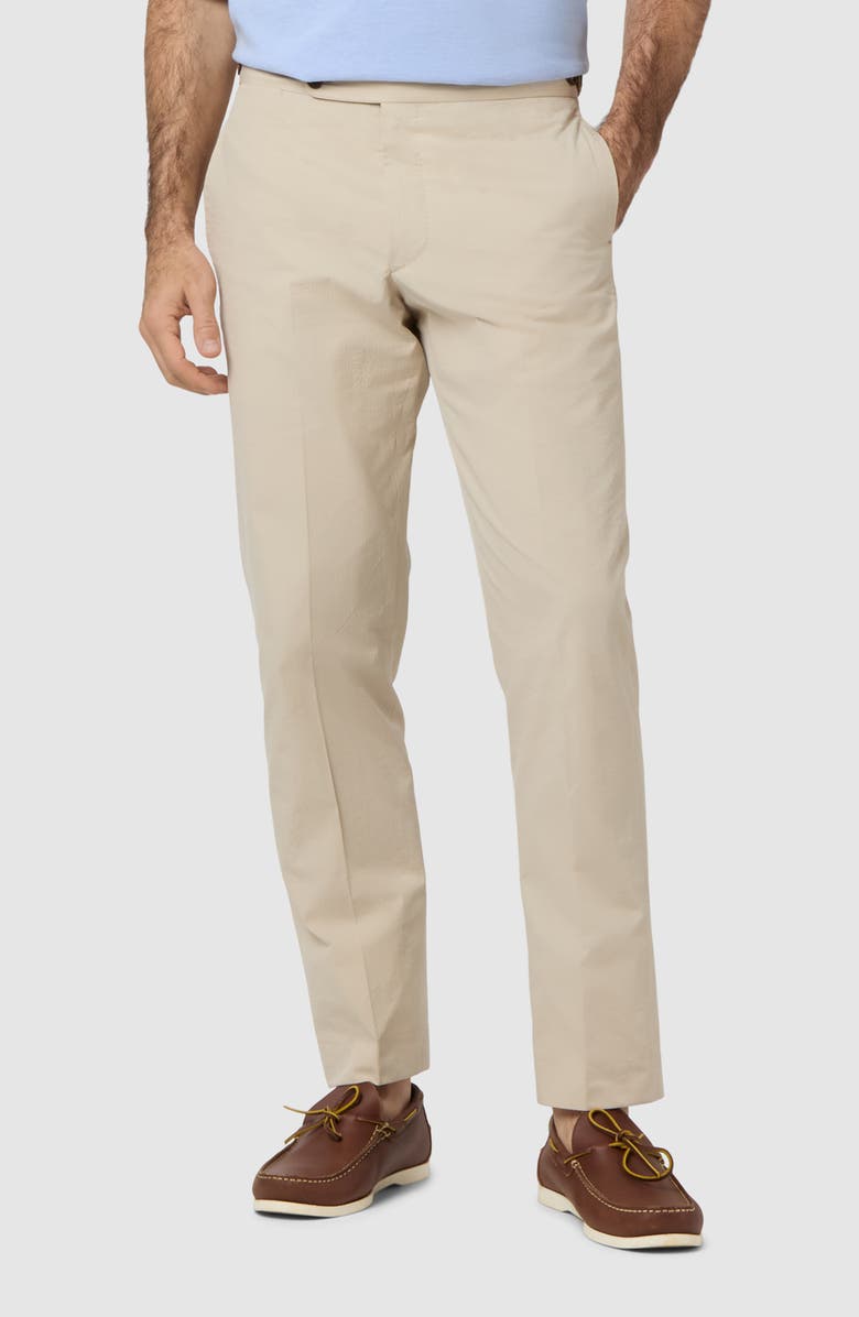 Sid Mashburn Slim Fit Flat Front Cotton Seersucker Pants, Main, color,