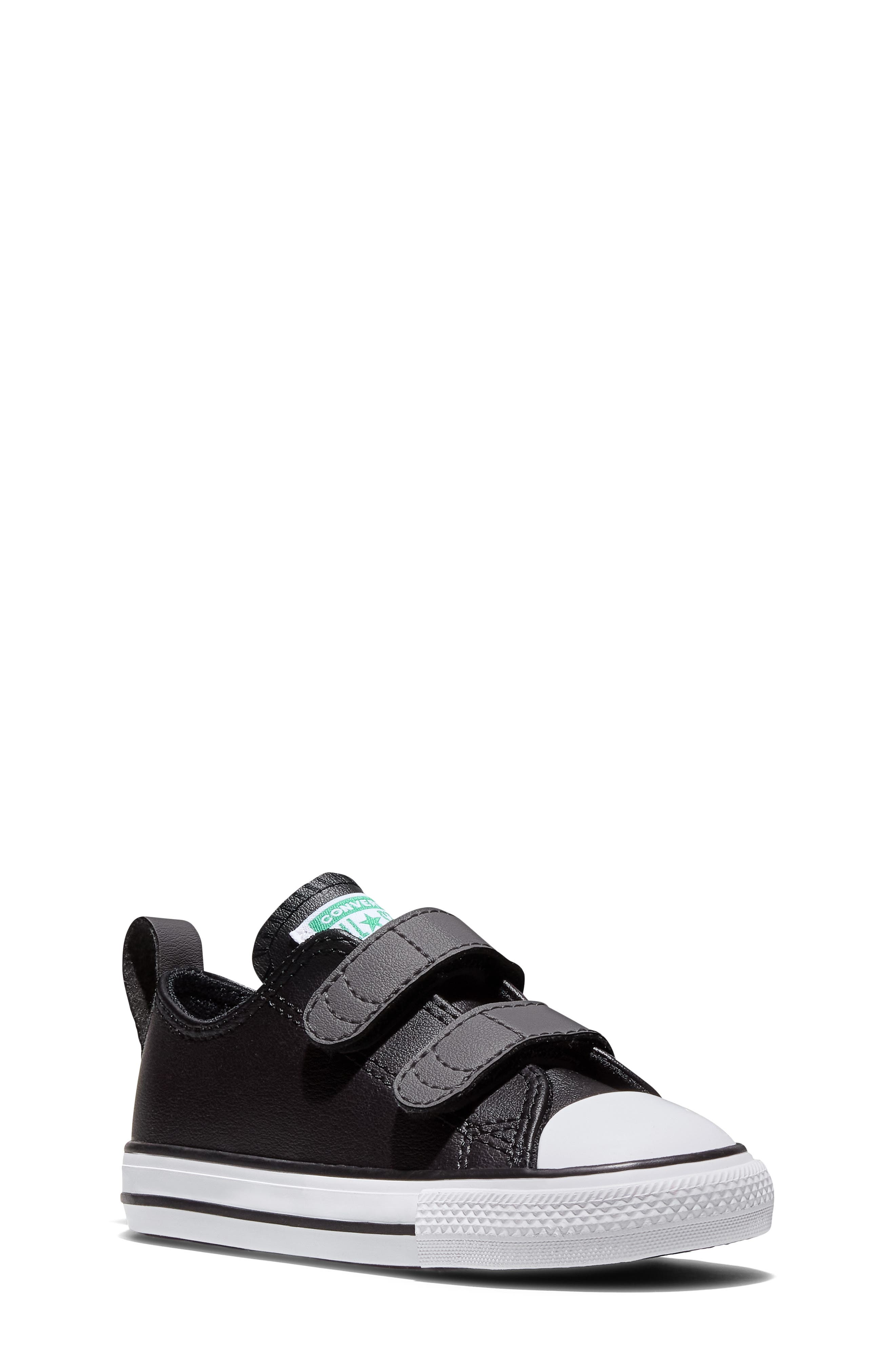 Kids' Chuck Taylor All Star Easy-On Faux Leather Sneaker, Main, color, BLACK/ DARKER GREY