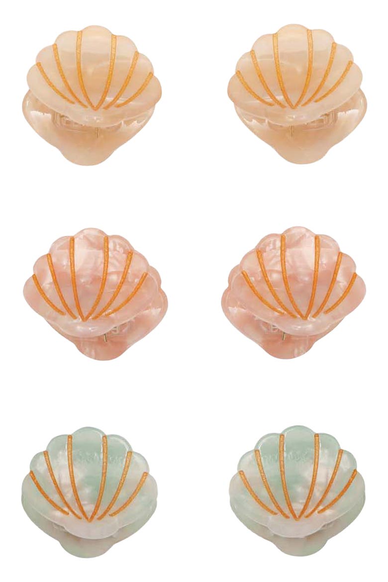 Kids' 6-Pack Assorted Mini Shell Claw Hair Clips, Main, color, LIGHT/ PASTEL ORANGE