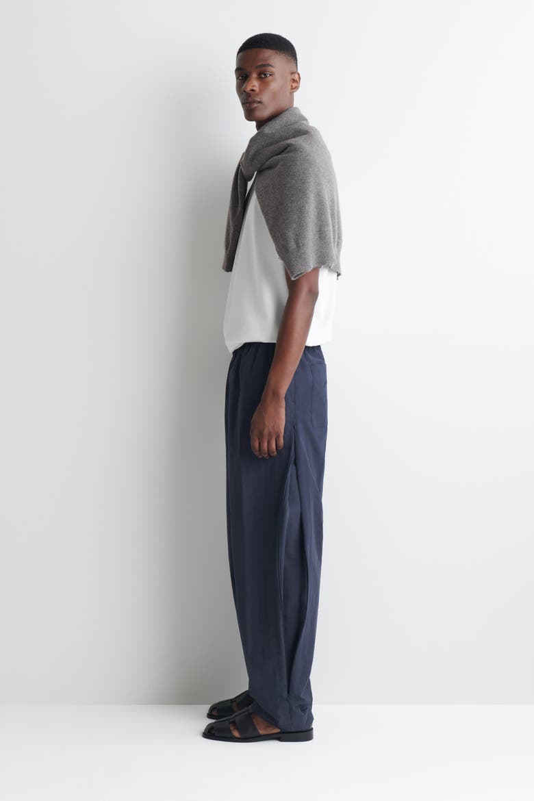 Zip-Detail Relaxed-Fit Straight-Leg Pants, Alternate, color, NAVY