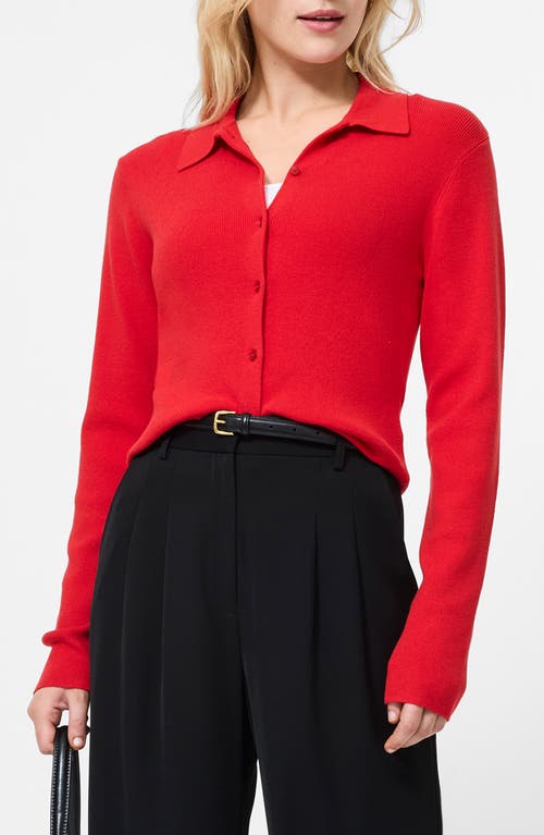 French Connection Cosysoft Knit Button Front Shirt In Red