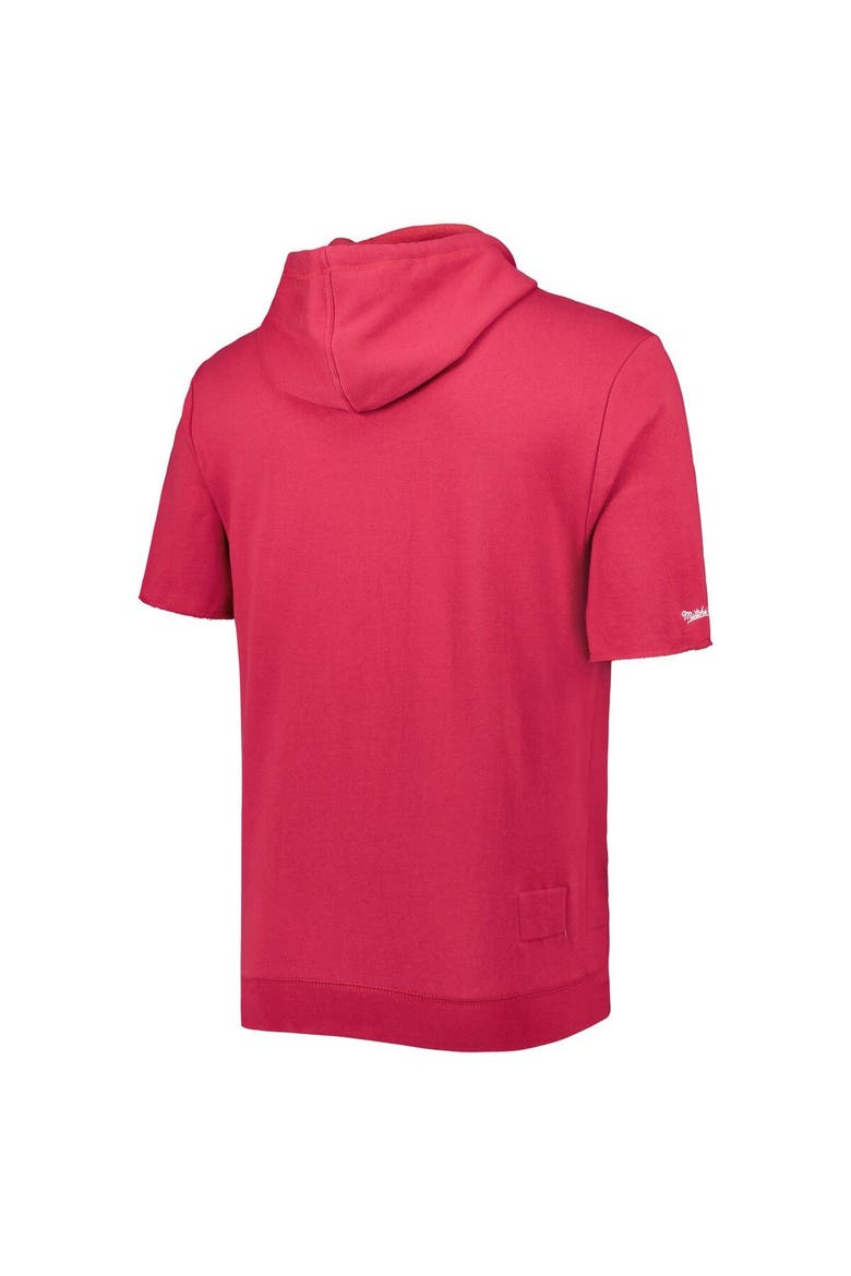 Men's Mitchell & Ness Cardinal Arizona Cardinals Washed Short Sleeve Pullover Hoodie, Alternate, color, Cardinal
