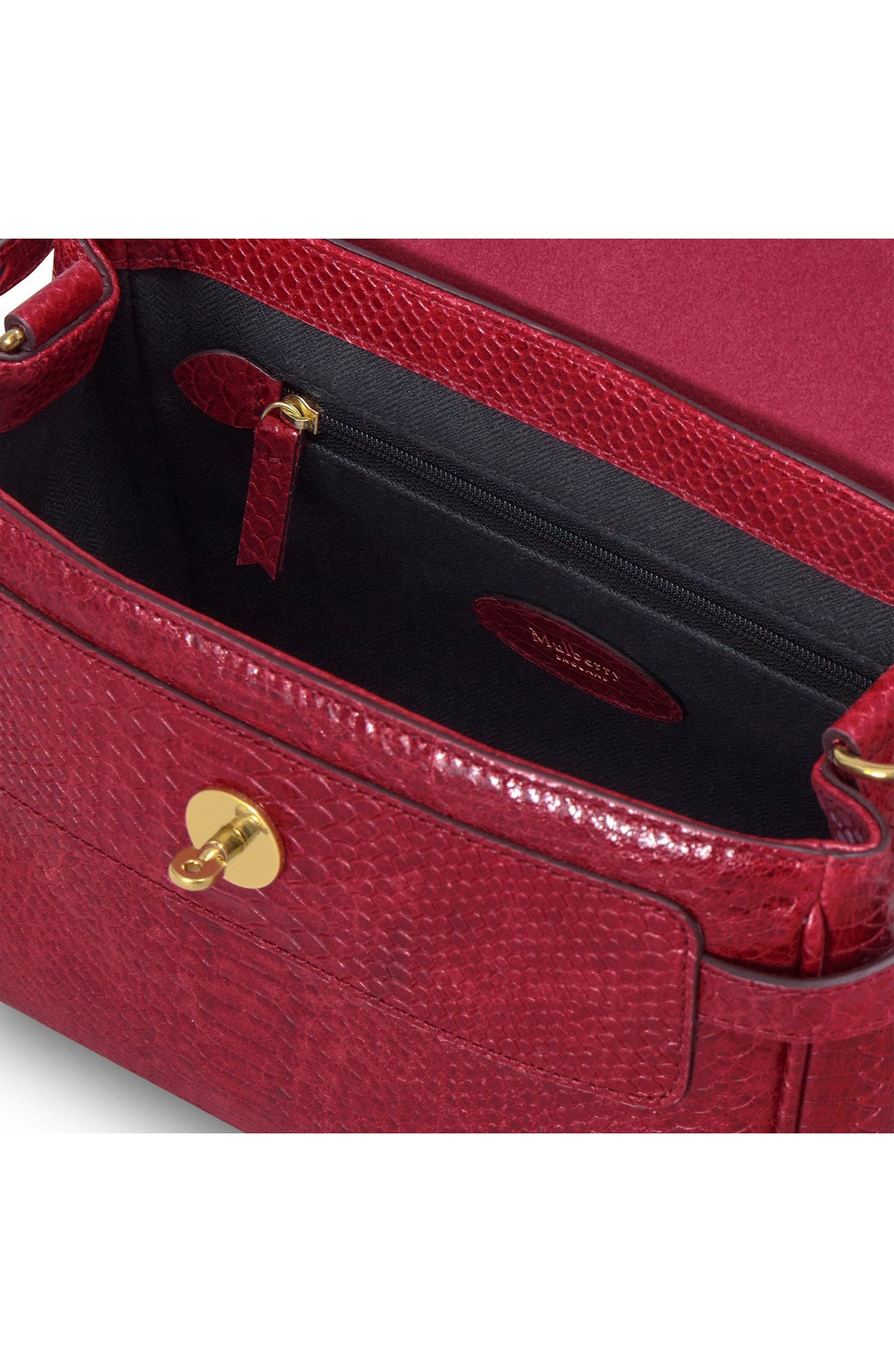 Mini Alexa Snake Embossed Leather Satchel, Alternate, color, APPLE RED