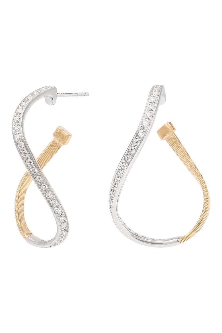 Marrakech Diamond Twist Hoop Earrings, Main, color, 18K YELLOW GOLD