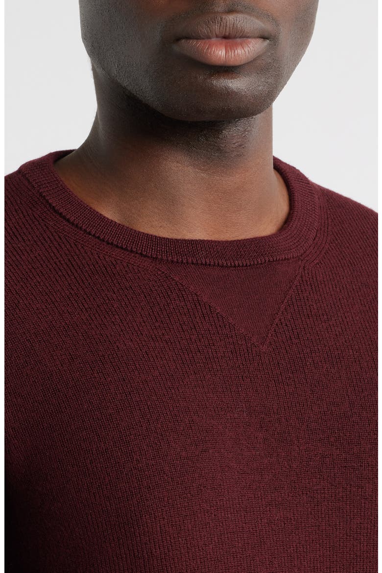 Merino Ribbed Crewneck Sweater, Alternate, color, BURGUNDY