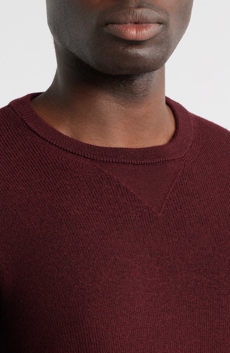 MERZ B SCHWANEN Merino Ribbed Crewneck Sweater, Alternate, color, Burgundy