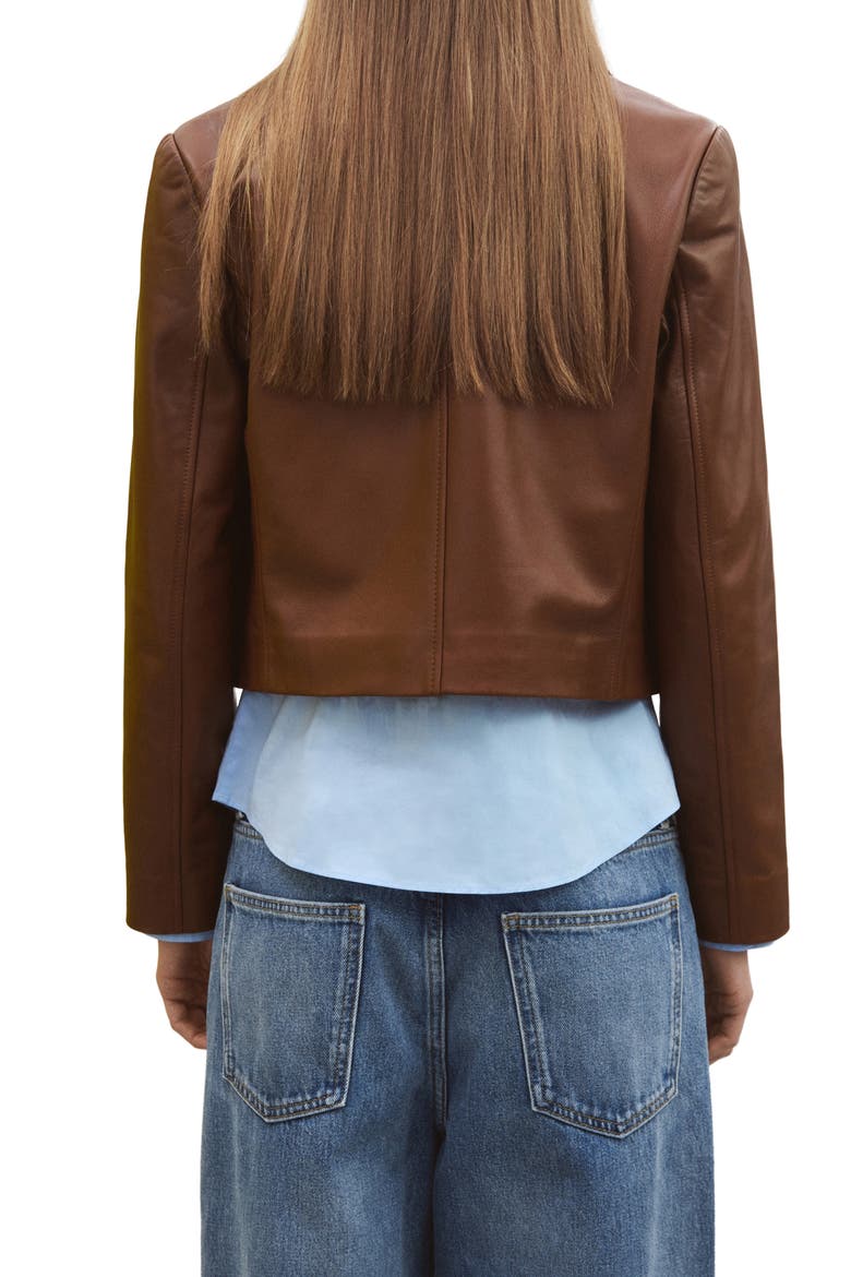 Double Breasted Leather Jacket, Alternate, color, MEDIUM BROWN