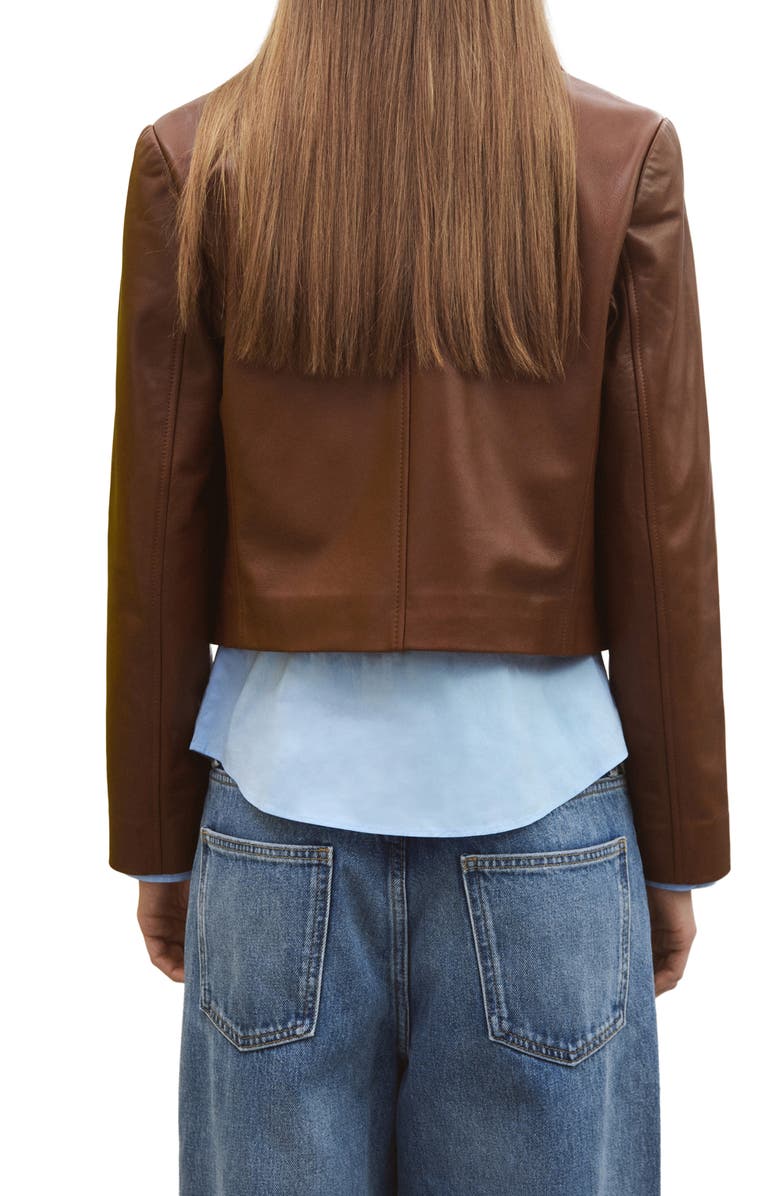 MANGO Double Breasted Leather Jacket, Alternate, color,