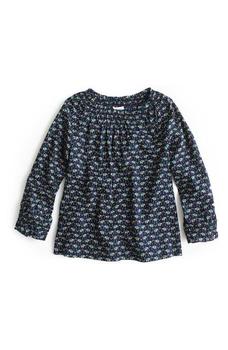 crewcuts by J.Crew Elephant Print Gathered Top, Main, color, 