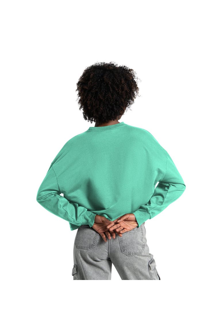 Women's Starter  Mint New York Liberty Bleachers Cropped Drop Shoulder Sweatshirt, Alternate, color, Mint