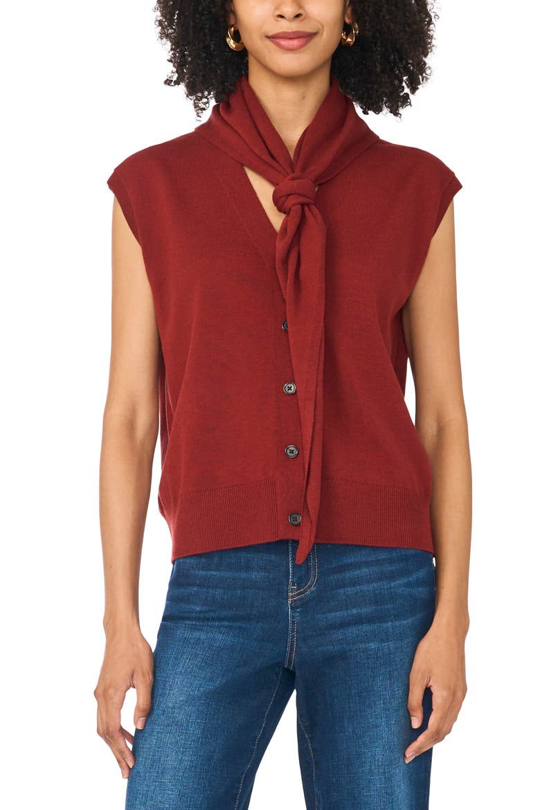 Scarf Tie Sweater Vest, Main, color, PORT