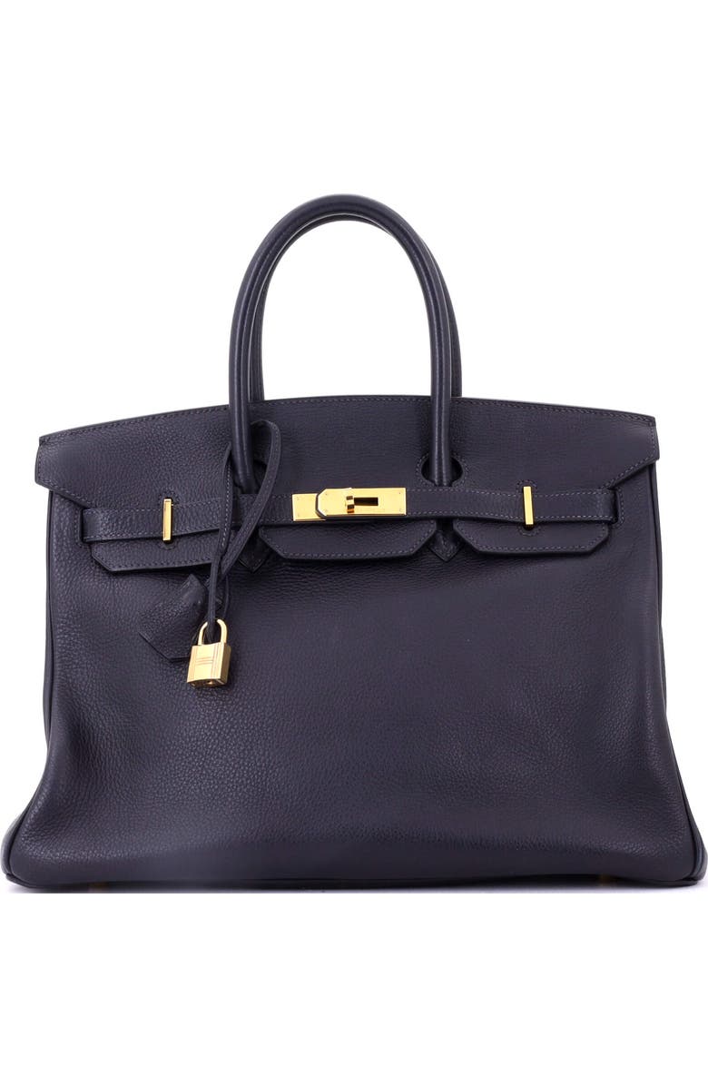 Pre-Owned Hermes Birkin Handbag Blue Togo with Gold Hardware 35, Main, color, Bleu Marine