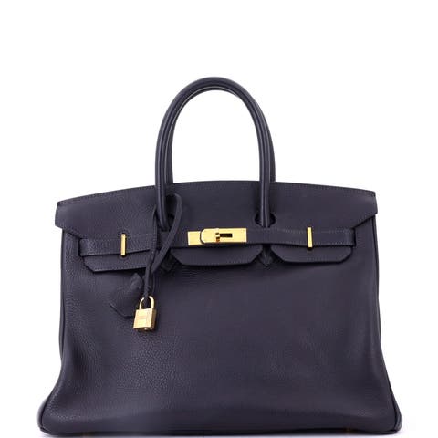 Birkin Handbag Blue Togo with Gold Hardware 35