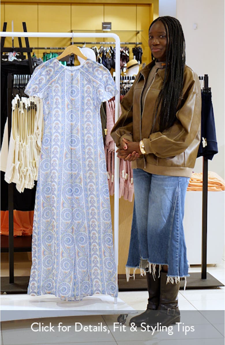 Davina Capelet Sleeve Cotton & Silk Maxi Dress, sales video thumbnail