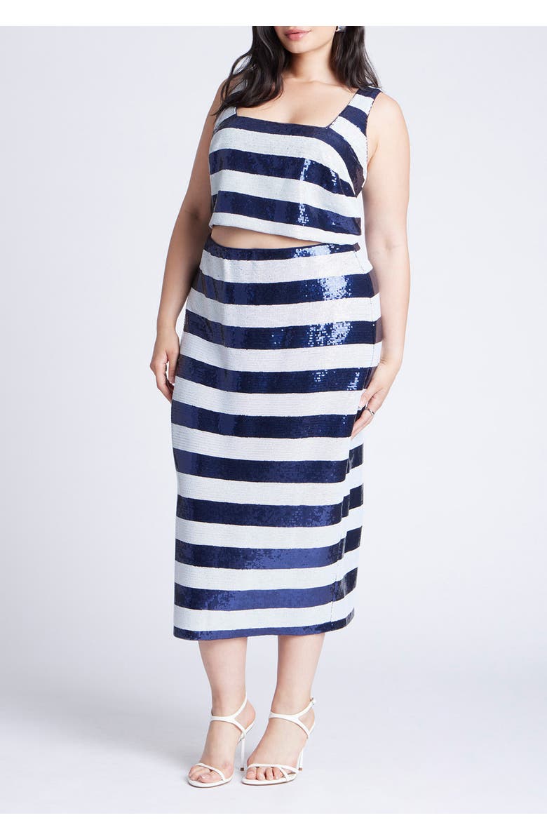 ELOQUII Sequin Striped Crop Top, Alternate, color, 