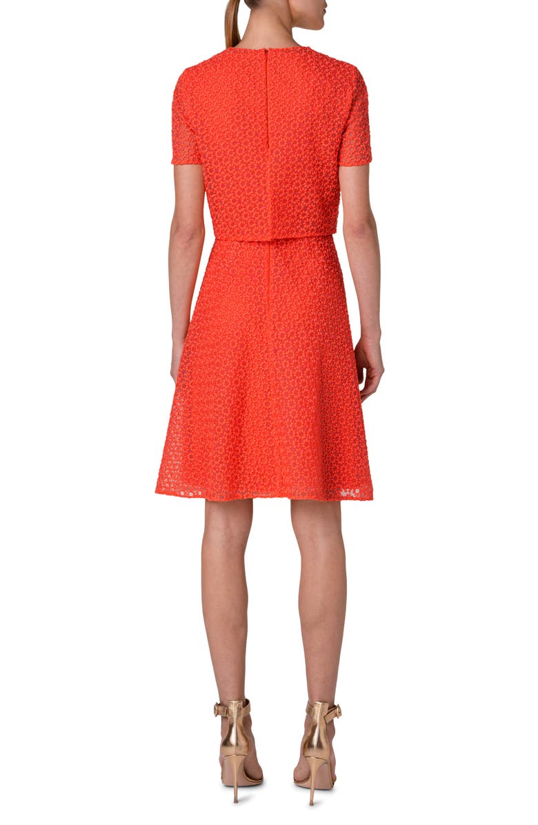 Akris Floral Embroidery Techno Organza Dress, Alternate, color, Pumpkin
