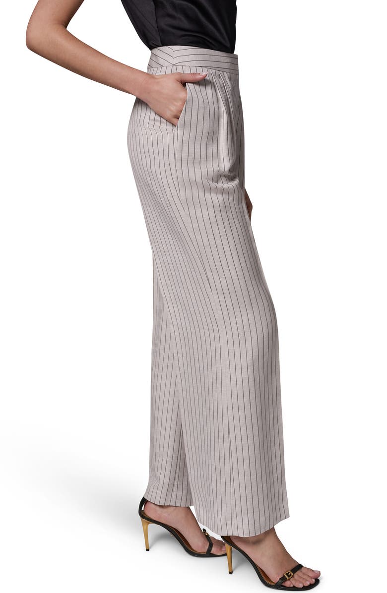 Donna Karan New York Mid Rise Wide Leg Pinstripe Pants, Alternate, color, 