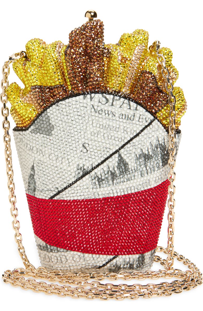 JUDITH LEIBER COUTURE French Fries & Chips Crystal Embellished Clutch, Alternate, color, Champagne Transparent Multi