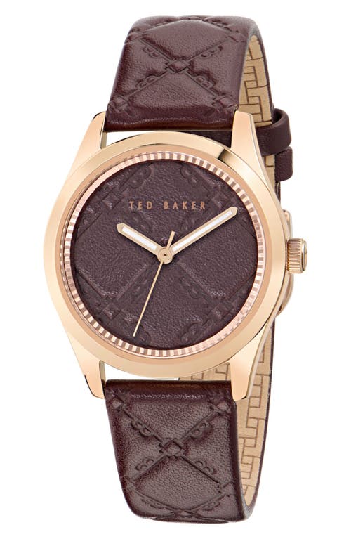 Ted Baker Coolly Leather Strap Watch, 34mm in Burgundy at Nordstrom
