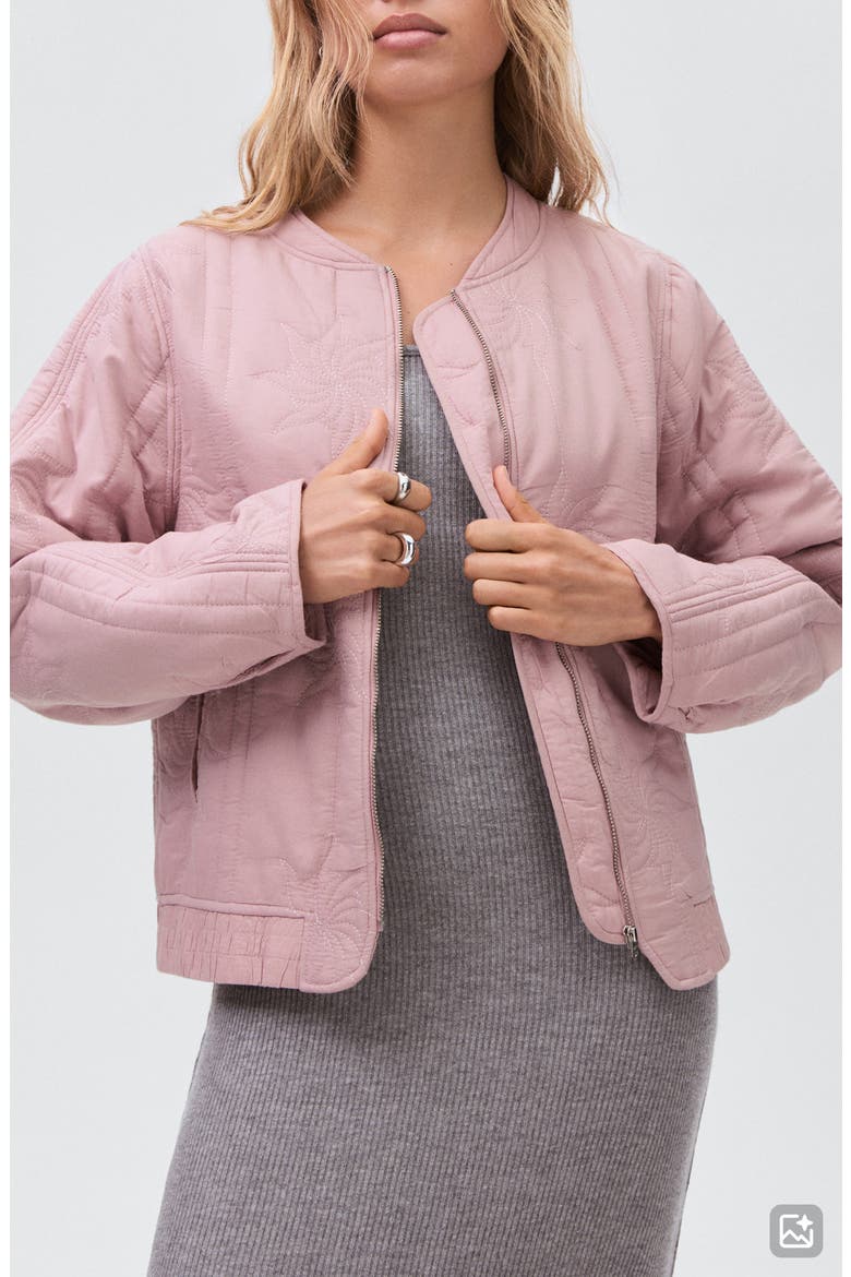 Floral Embroidered Padded Bomber Jacket, Main, color, PASTEL PINK