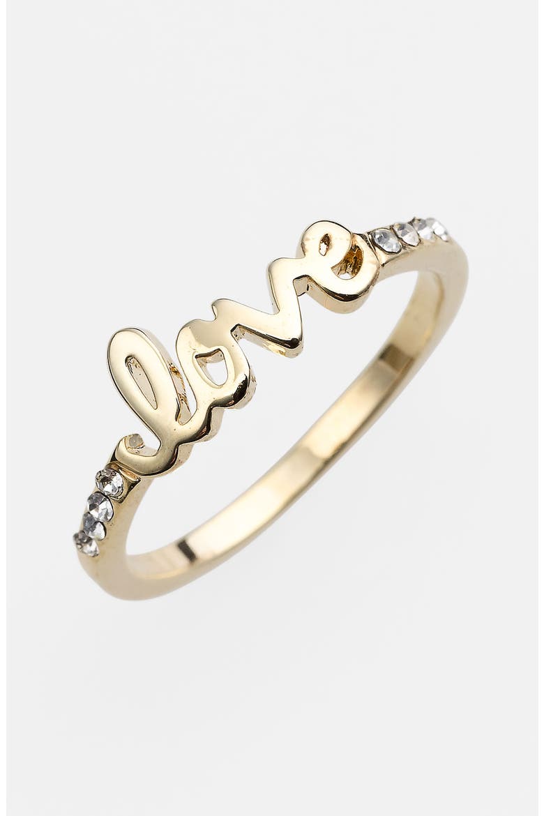'Messages - Love' Script Ring (Nordstrom Exclusive), Main, color, LOVE - GOLD