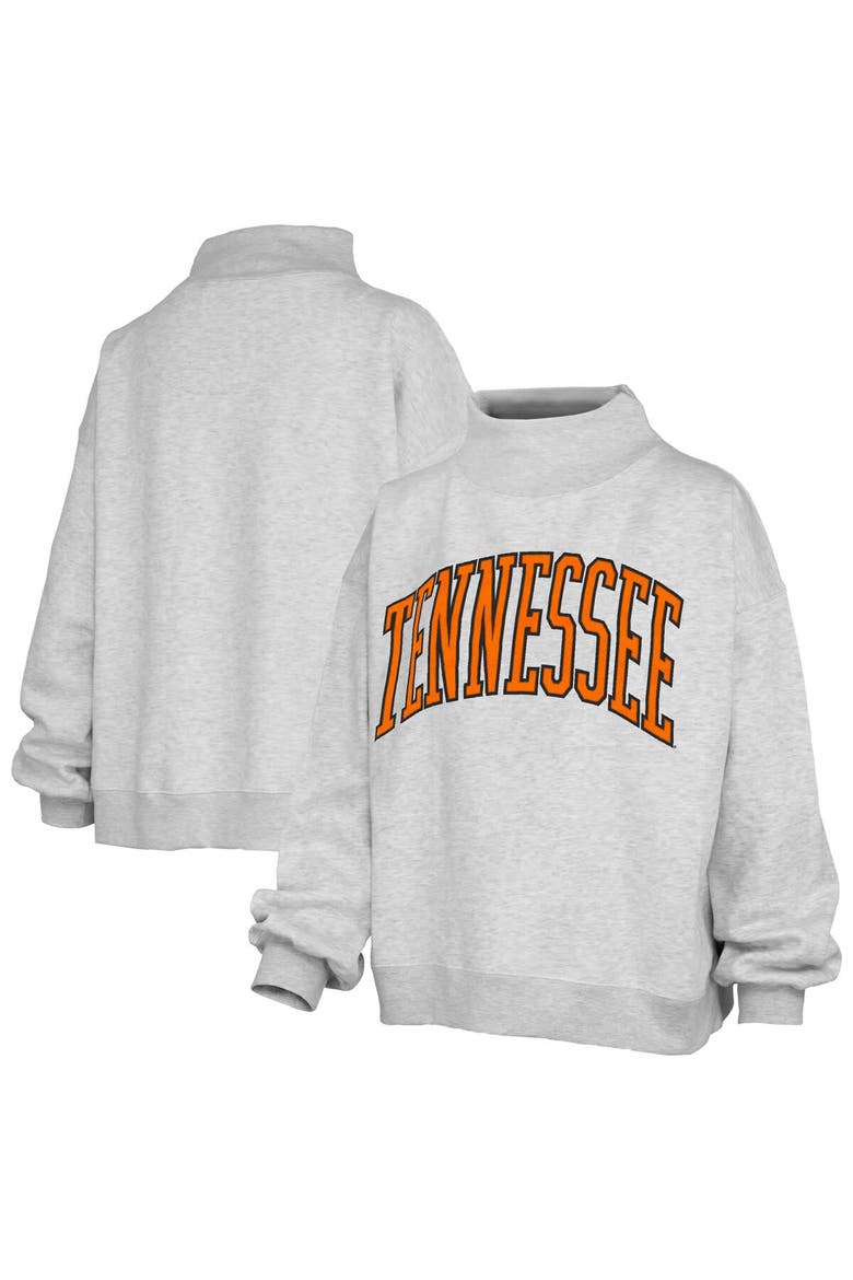 Women's Pressbox Heather Gray Tennessee Volunteers Oversized Nelson Mock Neck Sweatshirt, Main, color, Heather Gray