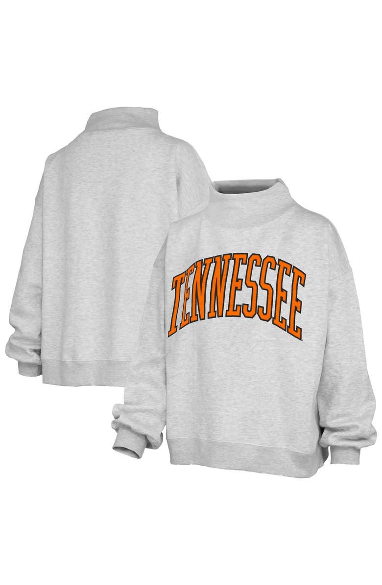 PRESSBOX Women's Pressbox Heather Gray Tennessee Volunteers Oversized Nelson Mock Neck Sweatshirt, Main, color, Heather Gray