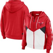 WEAR by Erin Andrews Women's WEAR by Erin Andrews  Red Chicago Bulls Color-Block Full-Zip Hoodie