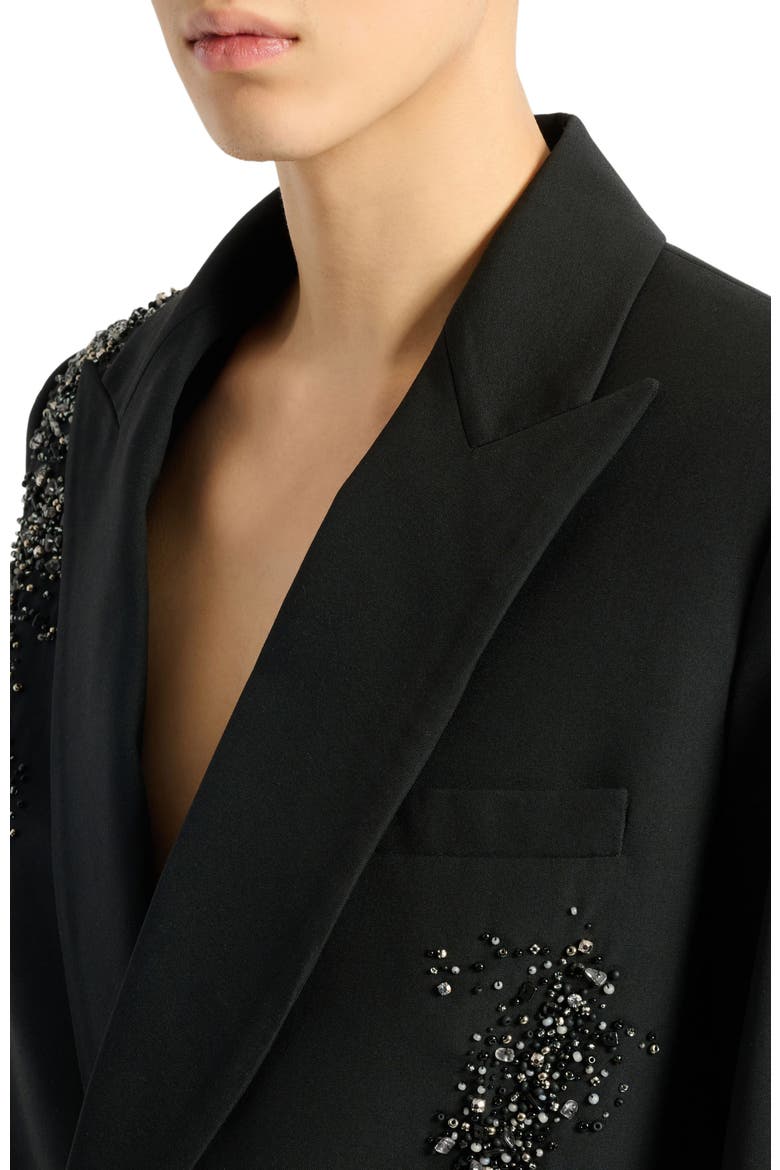 Wool blazer with "Sand Effect Amethyst" embroidery, Alternate, color, black