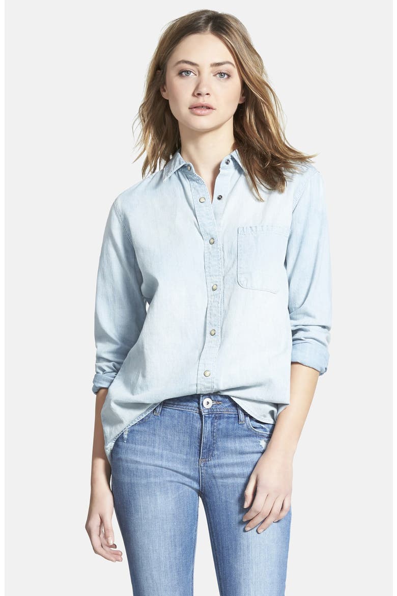 Treasure&Bond Split Back Denim Shirt, Main, color, NEP LIGHT VINTAGE