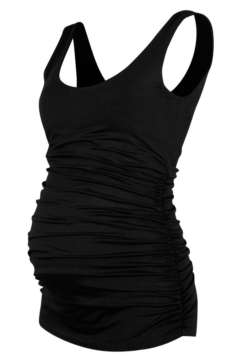 Ruched Maternity Tank, Main, color, CAVIAR BLACK