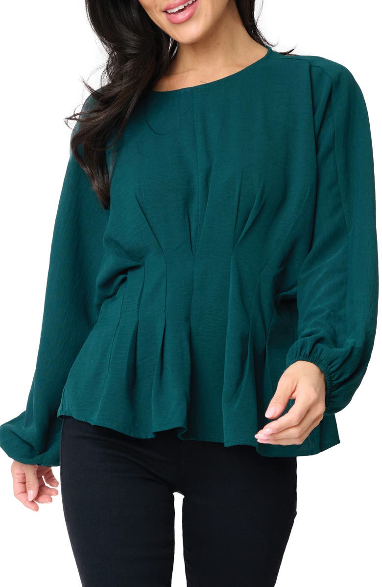 GIBSONLOOK Pleated Top, Main, color, Hunter Green